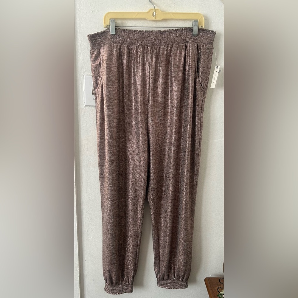 Cozy Knit Elastic Waist Jogger Pants - Brown Heather